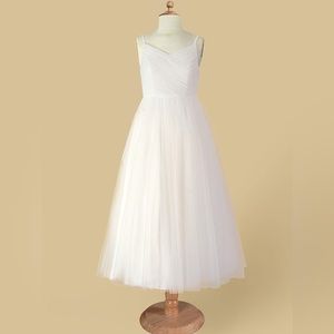 Azazie Amya A-Line Pleated Tulle Ankle-Length Dress size 10 worn once